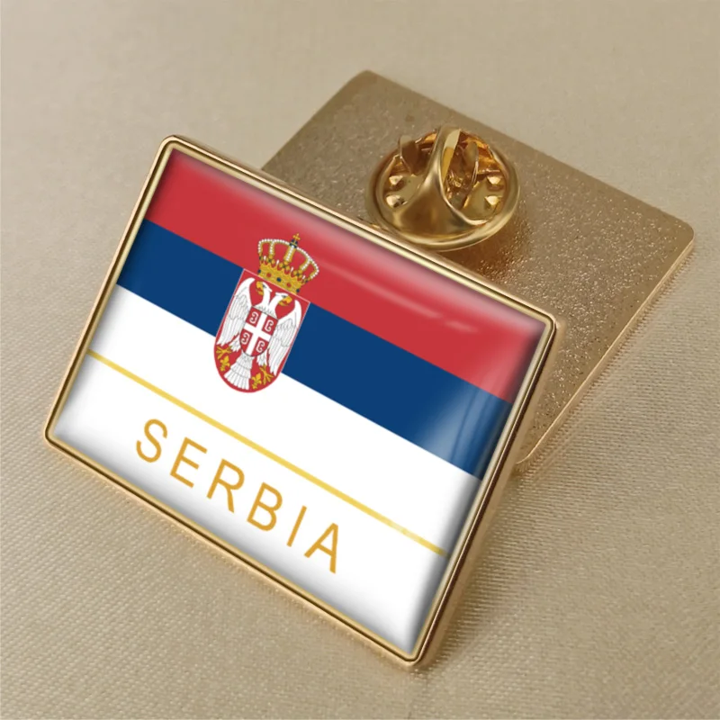 Нагрудные булавки с одним флагом - Окраска металла: Serbia-RL