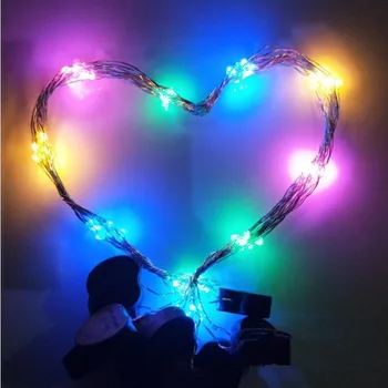

20 x Heart String Lights Copper Wire 1M Flasher Fairy Lights Party Wedding Home Christmas Decoration DIY Flower Accessories