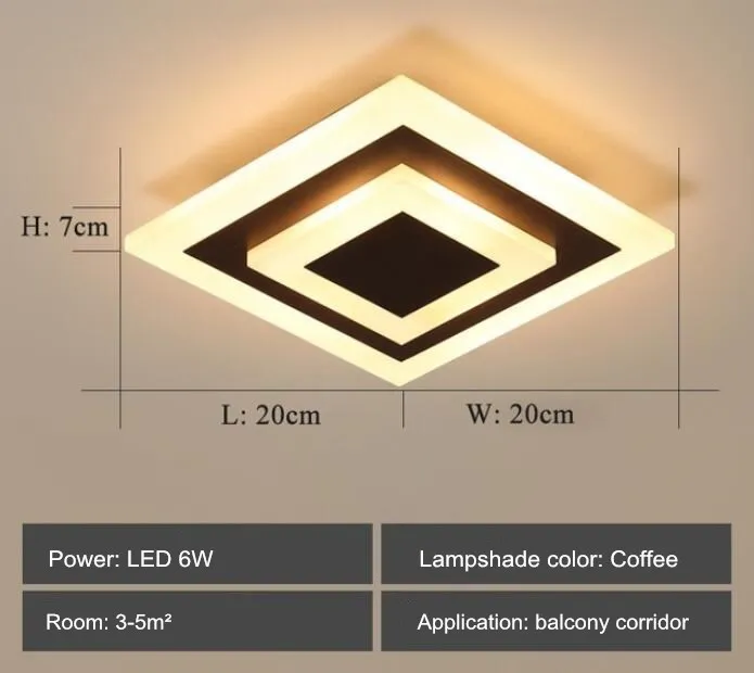 Современный квадратный светодиодный настенный светильник s Led коридор белый/кофе Входная лампа балкон светильник Домашний Светильник светильники AC110V 220V - Цвет корпуса: Square 20cm