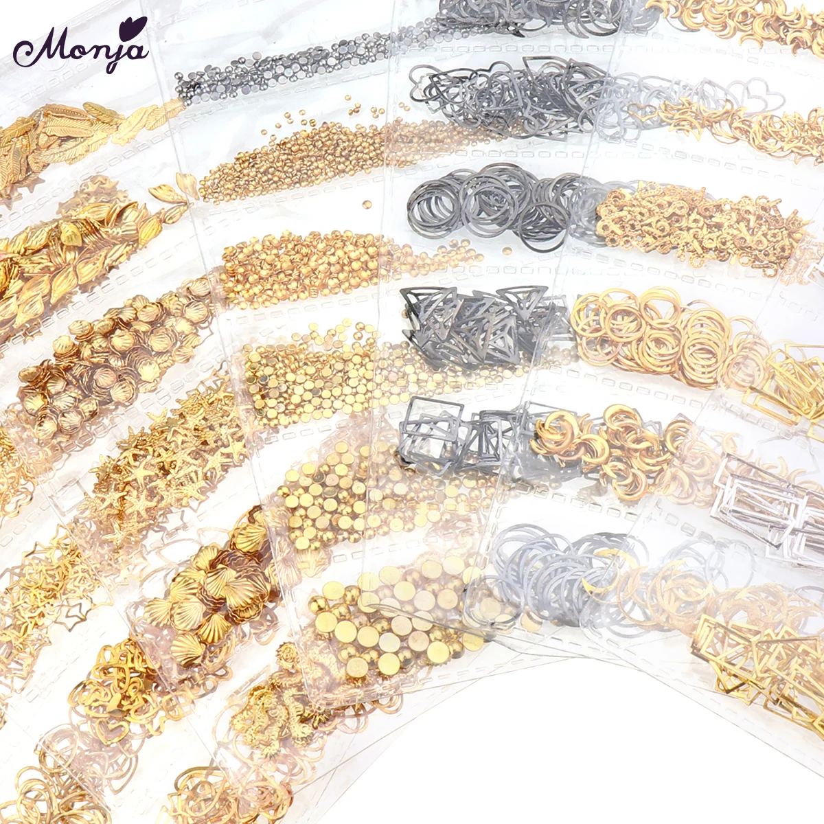 

Monja 6 Grid/Pack Mixed Size Nail Art Black Silver Gold Metal Rivet Studs 3D DIY Charm Decoration Accessories