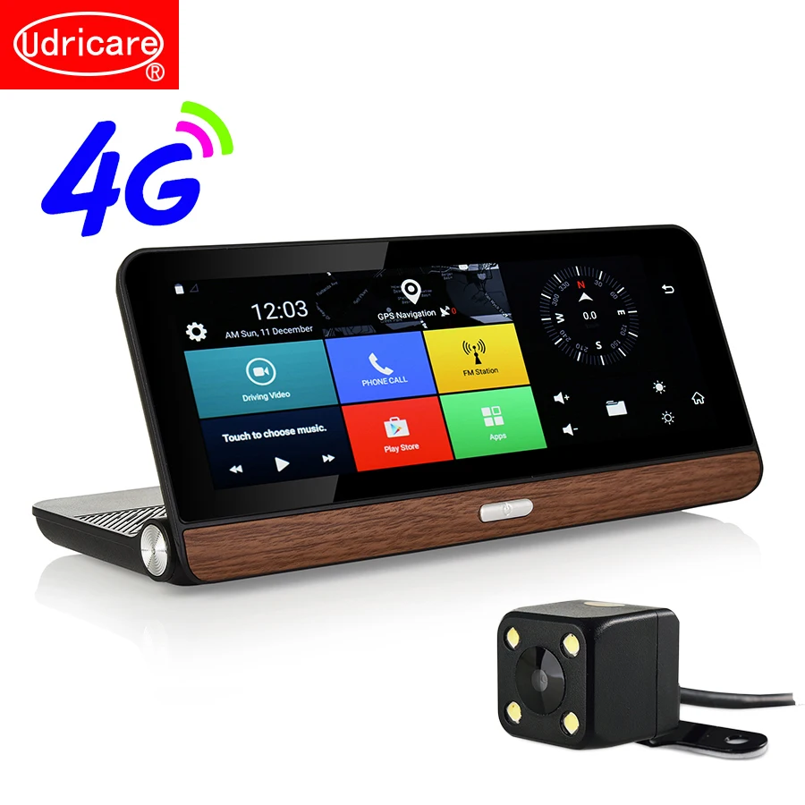 Udricare 8 дюймов 4G sim-карта gps Android 5,1 WiFi Bluetooth телефонный звонок 4G приборная панель gps HD 1080P двойной объектив камера заднего вида DVR