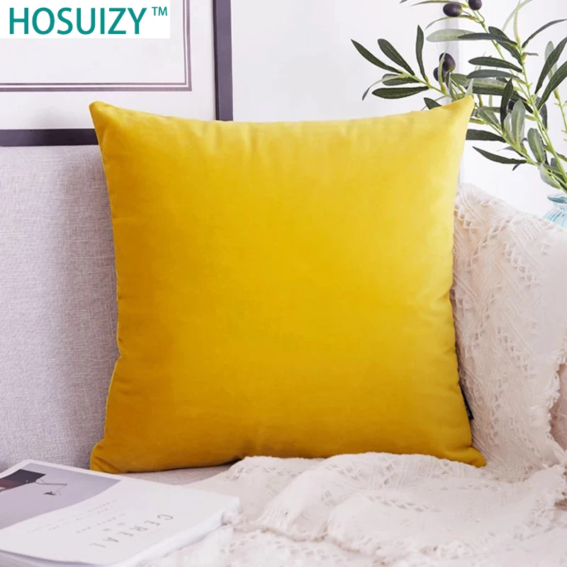 

Yellow Velvet Cushion Cover 45X45cm Plain Solid Color Luxury Nordic Home Decor Sofa Bed Throw Pillow Covers Decorative