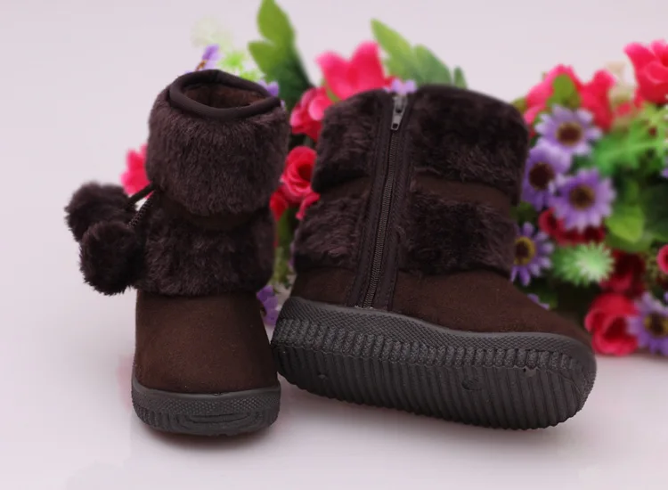 Зимние плюшевые зимние сапоги для маленьких девочек; Теплая обувь на плоской подошве; обувь для малышей; уличные зимние сапоги; Детские ботиночки для девочек
