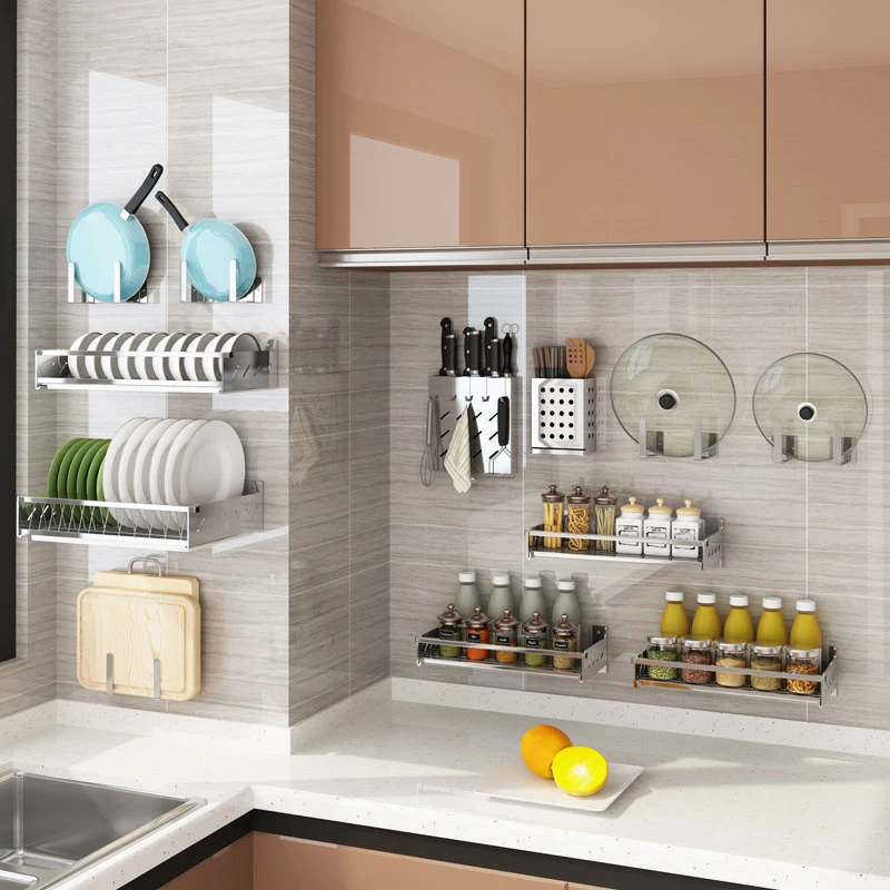 304 Stainless Steel Storage Holder Rack Diy Kitchen Organization Wall Hanging Knife Cutting Board Holders Bowl Dish Shelf Racks Storage Holders Racks Aliexpress