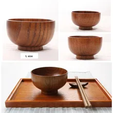 Японский стиль, натуральная Деревянная миска, для взрослых и детей, рисовый салат, суповые миски, ручная работа, натуральное дерево, цельное дерево