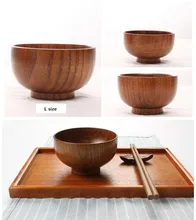 Japan Style Natural Wooden Bowl Adult Children Rice Salad Soup Bowls Hand-made Natural Wood Grain the Whole Wood Made