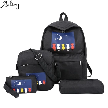 

Aelicy Girl Cute Print Canvas College School Backpack Shoulder Bag Clutch Bag High Quality Traveling Backpack Mochila