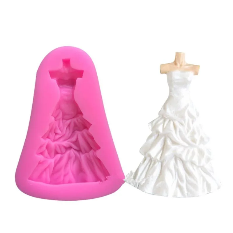 

Wedding dress 2D wearing breast skirt Silica Gel Mold Cake decorating Fondant Craft Ceramic Clay Plaster Pendant Silicone Mold