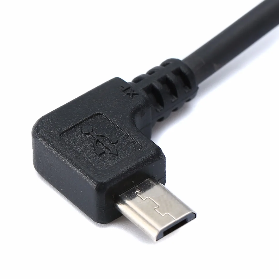 13cm Right Angle USB A Female to Micro B Male Converter OTG Adapter Cable Black for Samsung LG Xiaomi Android Phone