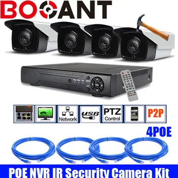 

4ch 1080P HD Realtime POE network Video Recorder camera kit with waterproof 1080P bullet HD POE IP camera kit