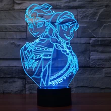 3D Анна и Эльза Принцесса ночник 7 цветов Изменение светодиодный ночник настольная лампа сенсорный декор комнаты рождественские праздничные подарки Новинка свет