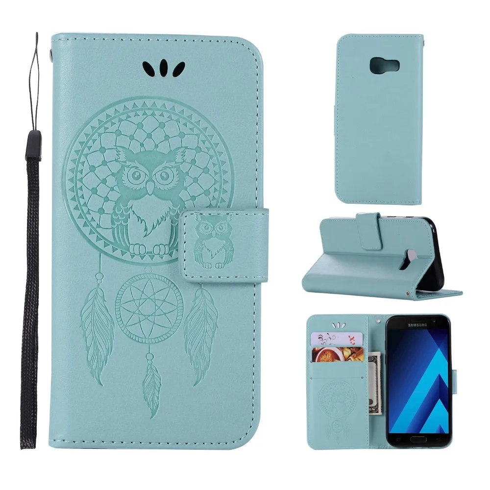 

For Samsung A3 A5 A7 2017 Case PU Leather Flip Cover Magnet Wallet Stand Pattern Owl Wind Chimes Phone Shell A320 A520 A720