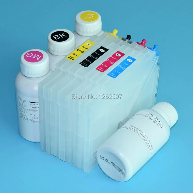 100ML*4Colors Dye Sublimation Ink And Refillable Cartridge With ARC Chip For Ricoh SG3110 SG3110DN SG 3110 Printers Refill Kits