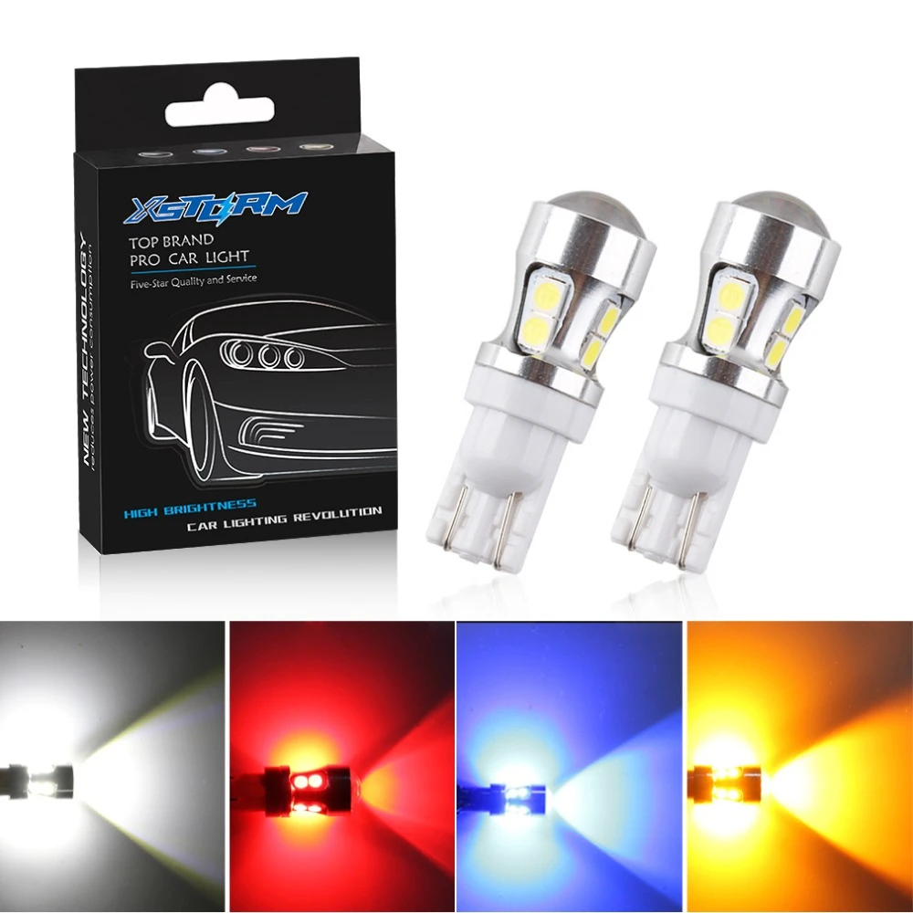 2pcs T10 Led W5w Led Bulbs 194 168 Canbus Error Free Auto Lamp 501 Car Lights Super Bright Bulb 12v 6000k White Red Yellow Blue W5w Led Bulb Bulb 12vled W5w Aliexpress