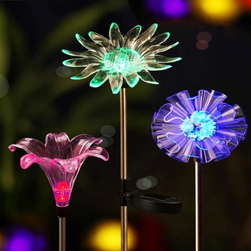 Solar Garden Lights Outdoor - 3 Pack Stake Multi-Color Changing LED Decorative for Path Yard | Лампы и освещение