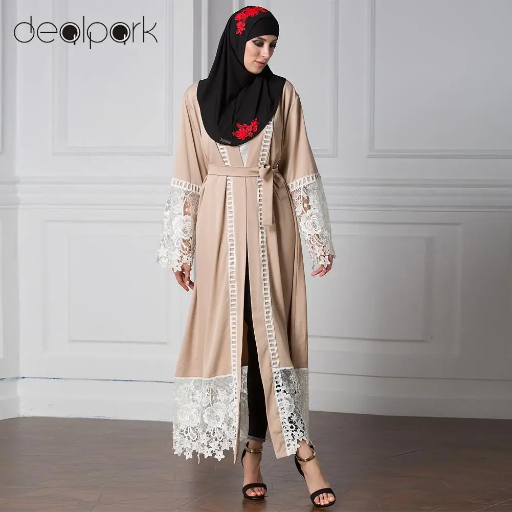 XXXL 5XL Plus Size Dress Women Muslim Floral Lace Robes female Long