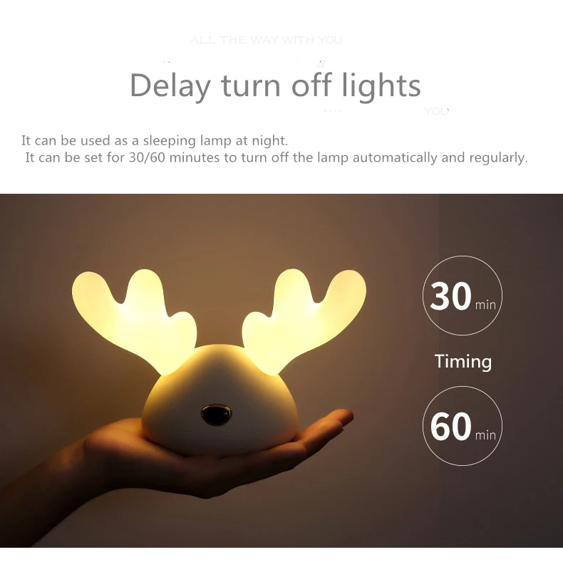 Креативный светодиодный ночник с оленем, силиконовый ночник для зарядки, подарок на день рождения