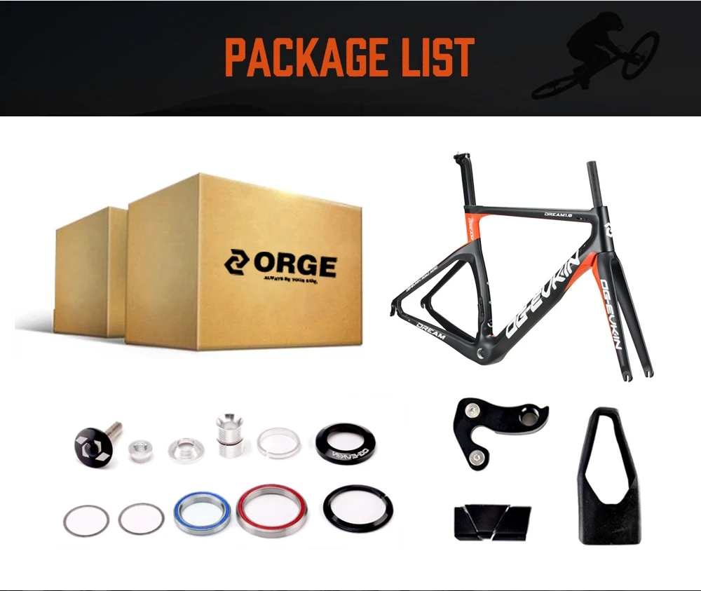 Sale OG-EVKIN CF-024-OR Carbon Road Frame Di2&Mechanical Carbon Frame Bicycle Road Bike Frame Racing Bike Frame Fork+Seatpost+Headset 13
