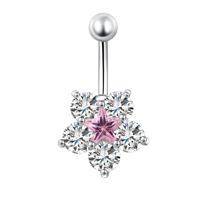 Flower Navel Piercing Stainless Steel Belly Piercing For Navel Belly Rings Women Body Jewelry