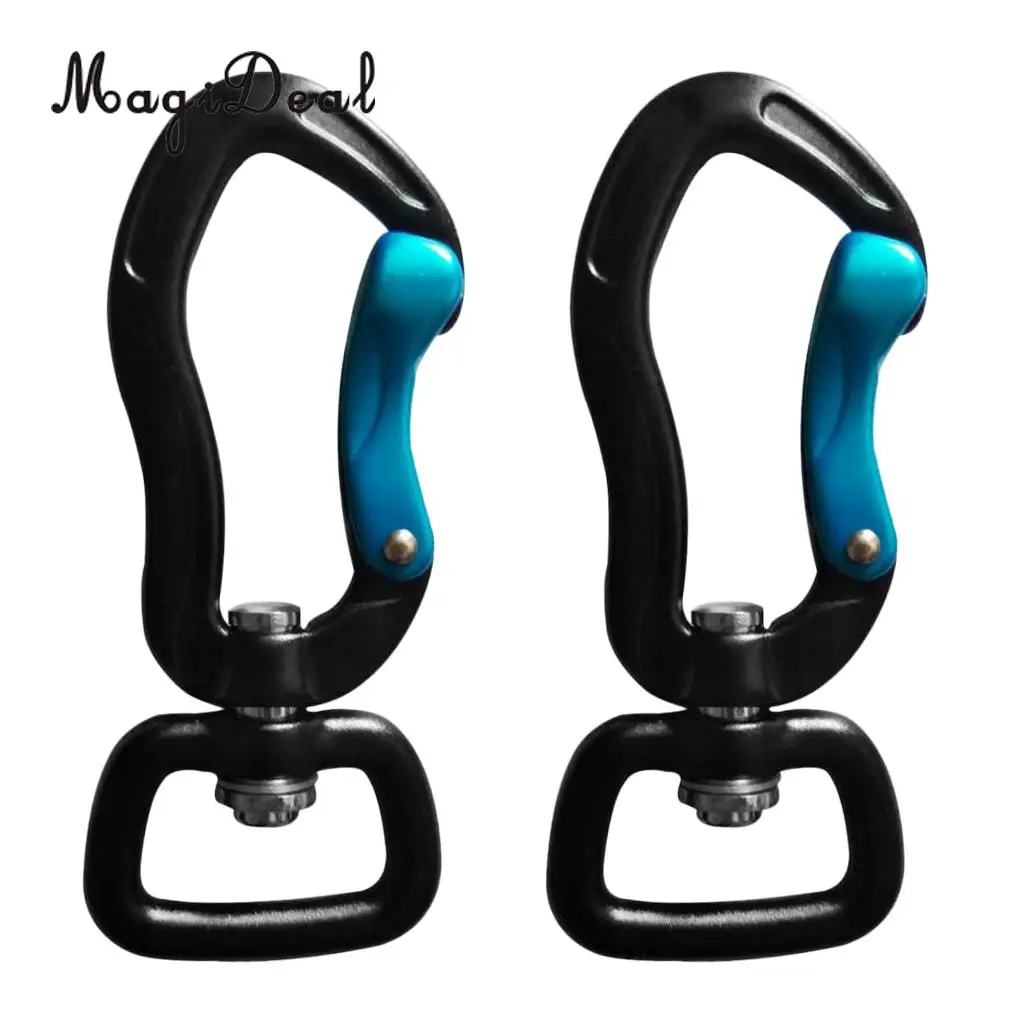 Outdoor 1 Pair Rock Tree Climbing Swivel Carabiner Hanging Connect Hook Camping 71/76mm round eye for Camping Caving Climbing