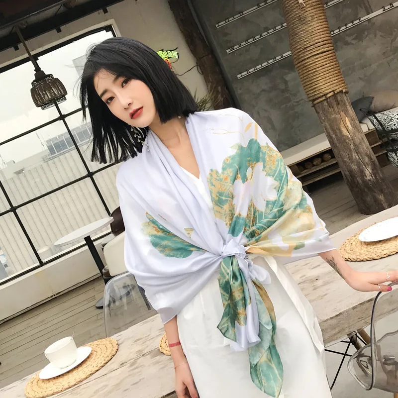 

Luxury Silk scarf Women large size 180*90cm floral print high quality long scarves shawls wraps pashmina hijab