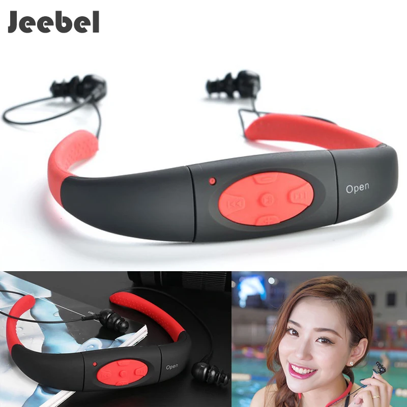 

Jeebel Swimming Headphone Underwater MP3 4G IPX8 Music Player Sports Neckband Diving FM Radio Earphone Stereo Audio Headphone