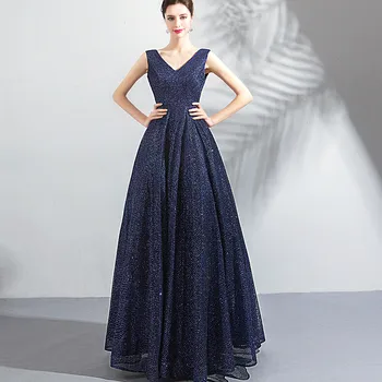 

Luxury Evening Dresses Elegent Formal Dress V Neck Sequined Evening Gown 2019 Dress Party Robe De Mariee