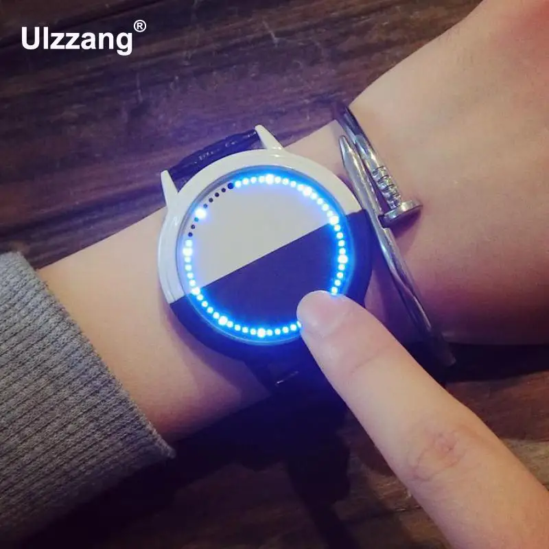

Cool LED Black&White Digital Backlight Stylish Leather Wristwatches Wrist Watch for Men Male Women