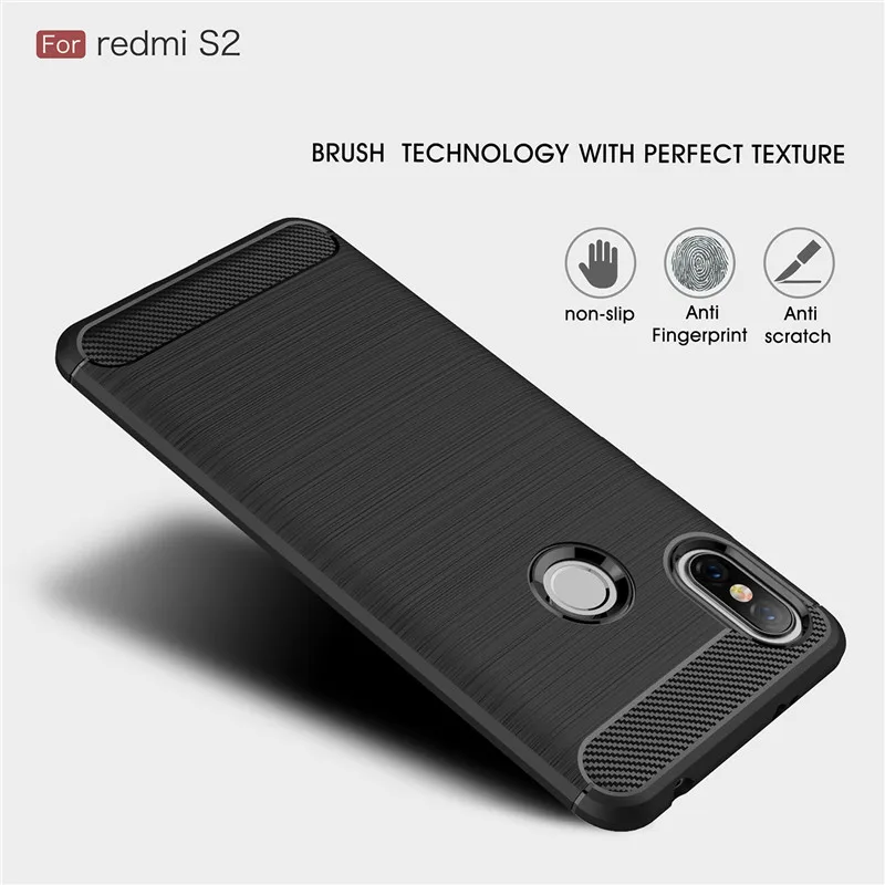 

For Xiaomi Redmi S2 case Carbon Fiber Soft TPU Heavy ShockProof Back Cover For Redmi S 2 Ultra Thin Matte Silicone Coque