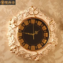 Luxury European style living room wall clock clock mute large ceramic quartz watch bedroom retro grape