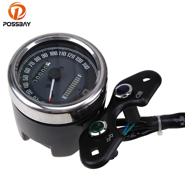 POSSBAY Universal Motorcycle Odometer Speedometer Speedo Meter Digital