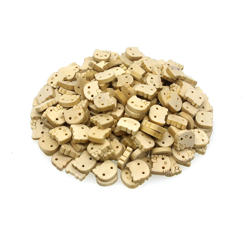 

SHINE Wooden Sewing Buttons Scrapbooking Hello Kitty Natural 2 Holes 12.5 x 11mm 50 PCs Costura Botones Decorate bottoni botoes