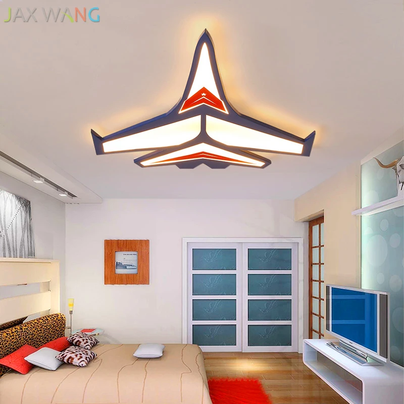 Современные светодиодные простые потолочные светильники мультяшная игрушка лампа с самолетом детская комната декоративная лампа железные потолочные светильники