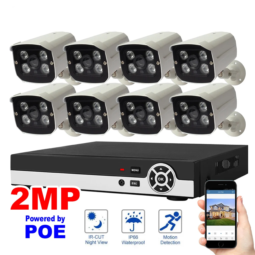 

8CH 1080P POE NVR Kit Network Security System Video Record H.264 P2P Cloud Motion Detection HDMI Home Surveillance IP Camera Set