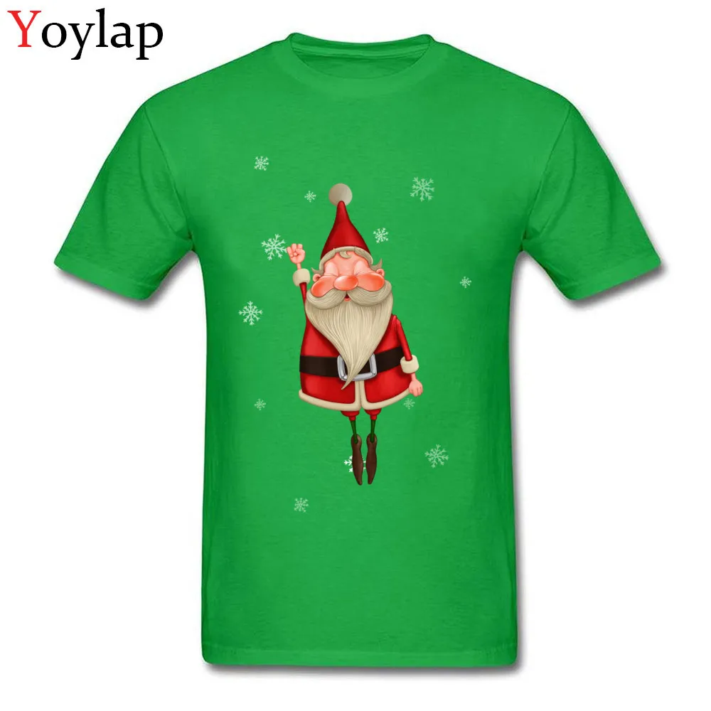 T-shirts Design Short Sleeve Funny Crewneck 100% Cotton Fabric Tops Shirts Unique Summer Santa Claus Flying Tee-Shirts for Men green