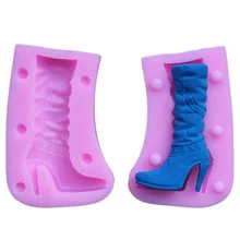 2 pçs/set Alta-Sapatos de salto alto Forma Silicone Ferramenta de Decoração Do Bolo de Chocolate Do Molde Molde Fabricação E237