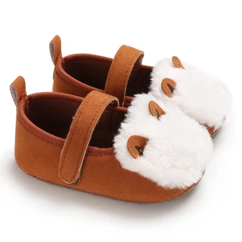 

Baby Girl First Walkers Breathable Furry Design Anti-Slip Shoes Casual Sneakers Toddler Soft Sole Baby Shoes 6-18M