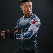 3D Зимний Солдат Мстители 3 компрессионная рубашка для мужчин лето с длинным рукавом фитнес футболки мужская одежда обтягивающие Топы