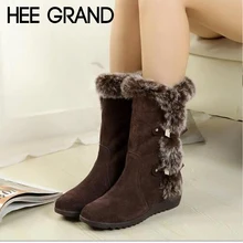 HEE GRAND/женские Теплые ботильоны; зимние модные ботинки с искусственным мехом; ботильоны с ремешком и пряжкой; Теплая обувь на меху; Booten; XWX7049