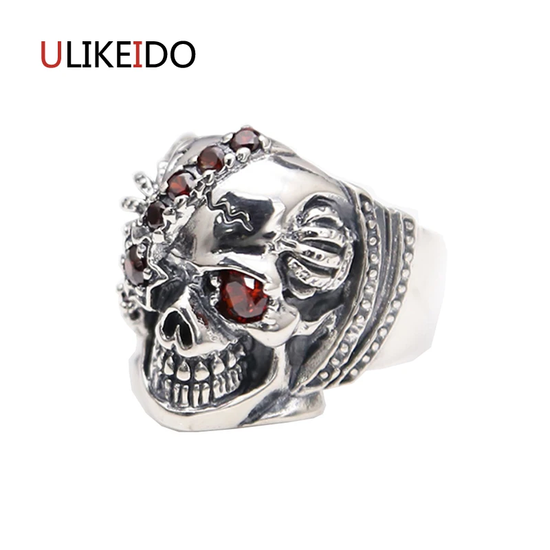 

Pure 925 Sterling Silver Jewelry Skull Mens Signet Rings Fashion Wide Version Skeleton Pirates Ring Special Gift 280
