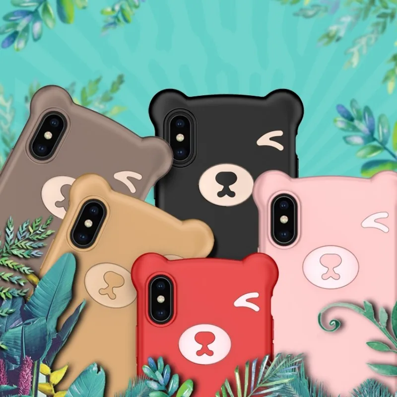 conew_3d bear silicon case for iphone x xs max xr cover soft liquid shell cute animal phone case for iphone 6 6s 7 8 plus guard cover (7)