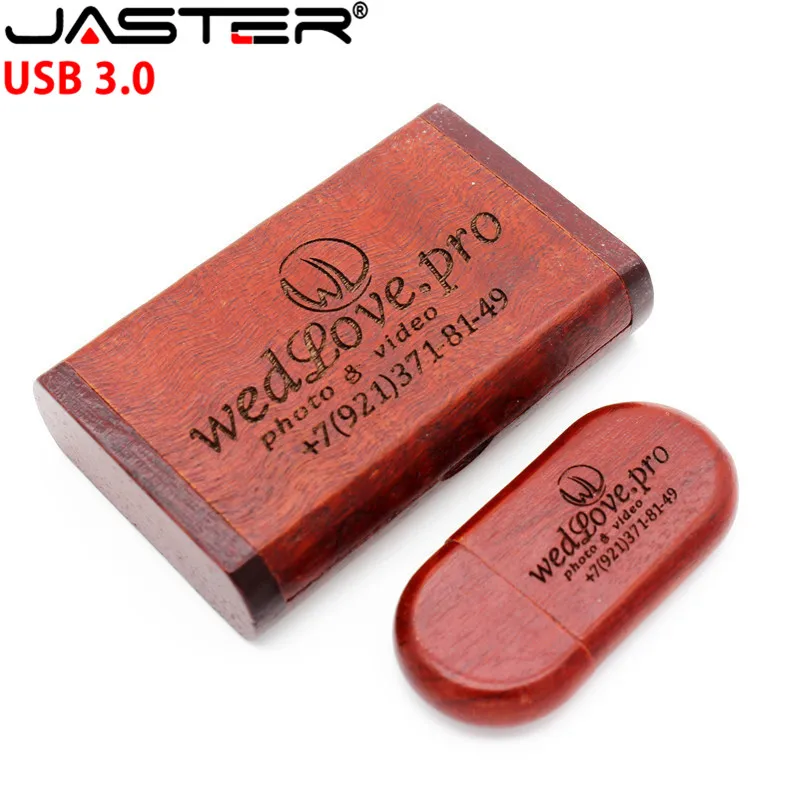 JASTER флеш-накопитель USB 3,0 орех овальная Флешка 8 ГБ 16 ГБ 32 ГБ 64 Гб подарочная ручка-накопитель с деревянной коробкой печать логотипа