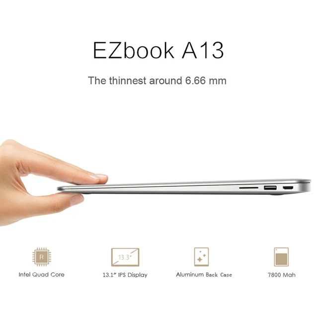 Jumper EZbook A13 13.3 Inch Ultrabook Computer Intel Atom Z3735F 1920 x 1080 IPS Display 2GB RAM 64GB ROM Windows 10 Laptop