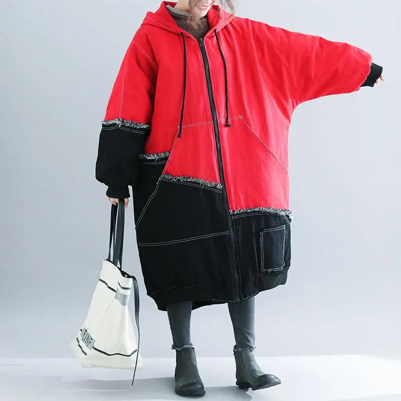 

Women Parka Plus Size Winter Loose Coat Quilted Thickening Robe Long Denim Jacket Maternity Outerwear Pregnancy Overcoat
