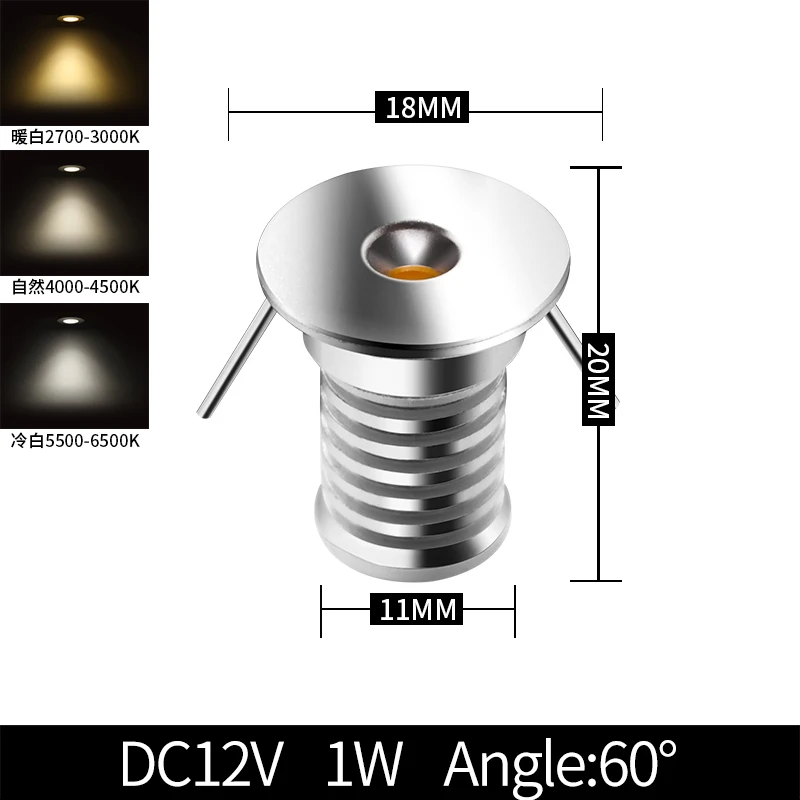 Пятно гостиная потолочный Встраиваемый светодиодный винный шкаф светодиодные лампы 12V отверстие лампа 1 Вт Встраиваемая маленький LED-светильник мини миниатюрный светодиодный светильник