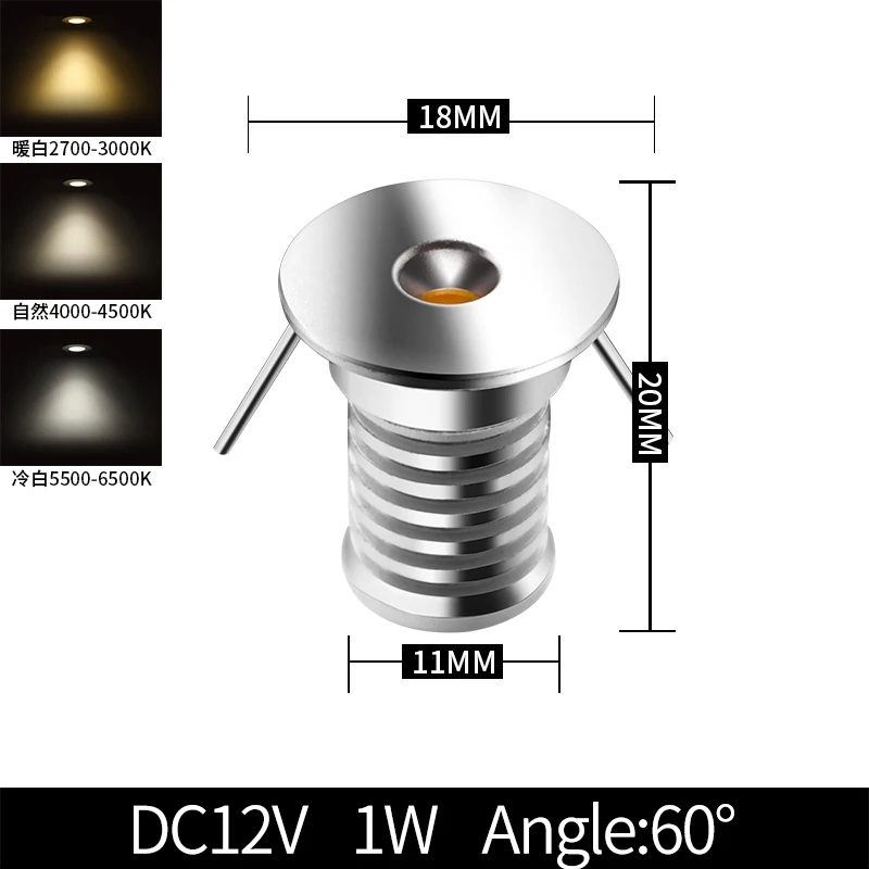 US $11.90 Spot Living Room Ceiling BuiltIn LED Wine Cabinet Lamp 12V Hole Lamp 1W Embedded Small Spotlight Mini Miniature Downlight