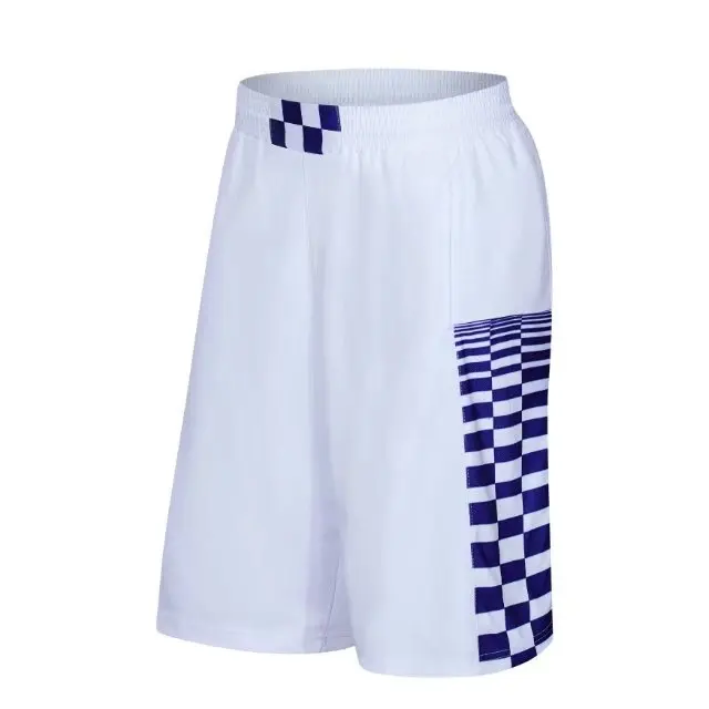 Спортивные мужские шорты для занятия баскетболом в сетку с принтом для бега, тренировок, игр, фитнеса, тренажерного зала, дышащие быстросохнущие свободные спортивные шорты для теннисного бокса, L-5XL - Цвет: White