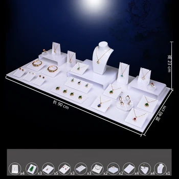 

White Acrylic Crystal Jewelry Display Rack Set Necklace Case Bracelet Stand Ring Case Earring Holder JewelleryTray Rack#5