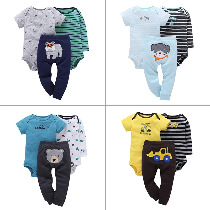 

2018 sprint outfits set / 3 pcs set / Romper with long sleeves and short sleeves + Leggings / DADDY & SON BUILDING GO