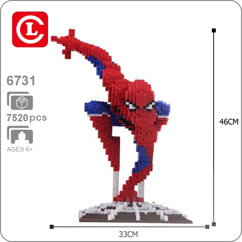 

KT 6731 Marvel Avengers Spider Man Super Hero 3D Model DIY Micro Mini Building Blocks Bricks Toy for Children 46cm tall no Box